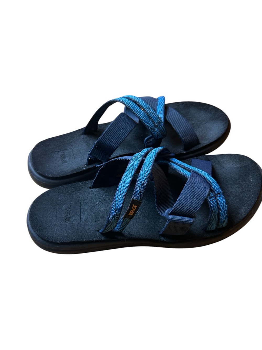 Teva Navy and Bright Blue Adjustable Strap Slide Sandals